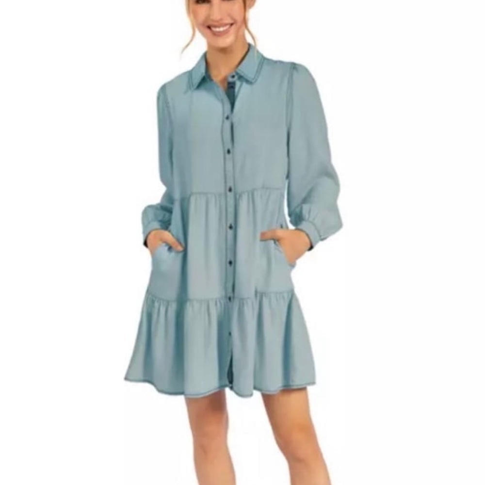 Serra Light Blue Midi Dress